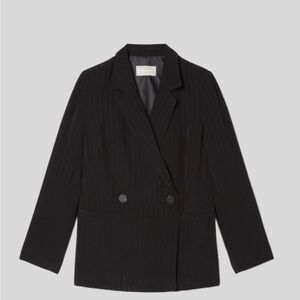Everlane Drapey City Stripe Blazer – Black – Size 00 – NWT - MSRP $228